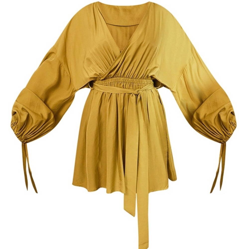 Olive satin Collar Wrap tie Detail shift dress
Brand New -with tag